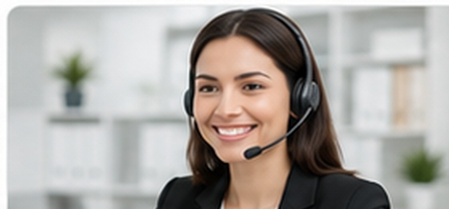 Multilingual customer service professional wearing a headset